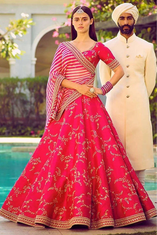 Pink Mulberry Silk Lehenga Choli NCLC10110292