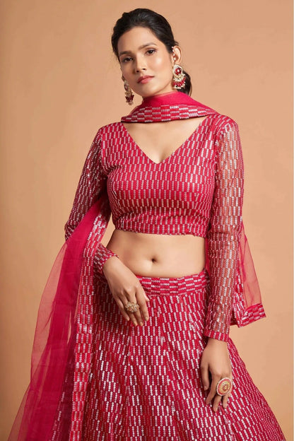 Pink Net Lehenga Choli NCLC10110352