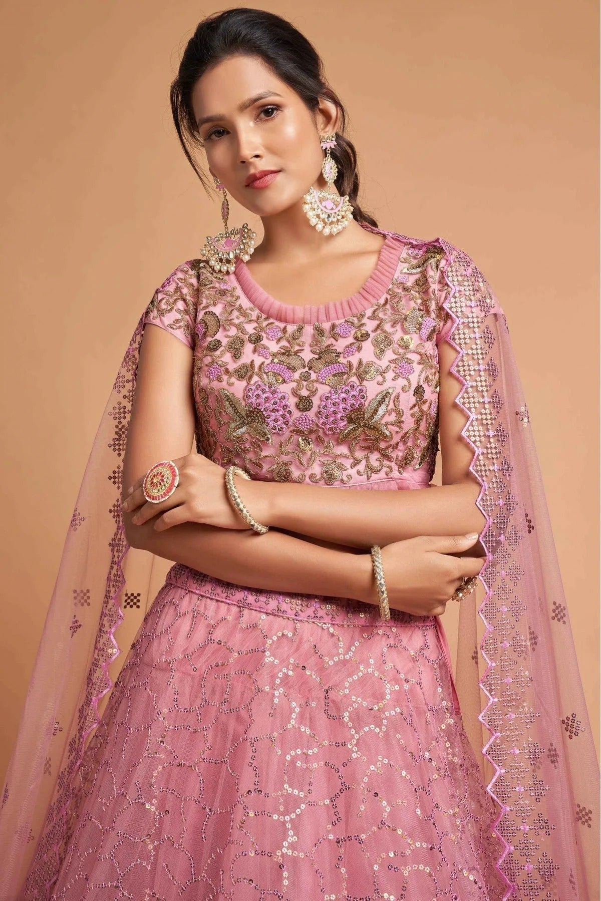 Pink Net Lehenga Choli NCLC10110355