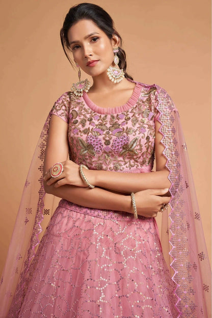 Pink Net Lehenga Choli NCLC10110355