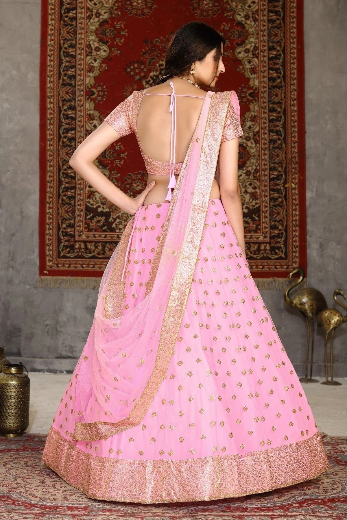 Pink Net Sequence Lehenga Choli NCLC11510138