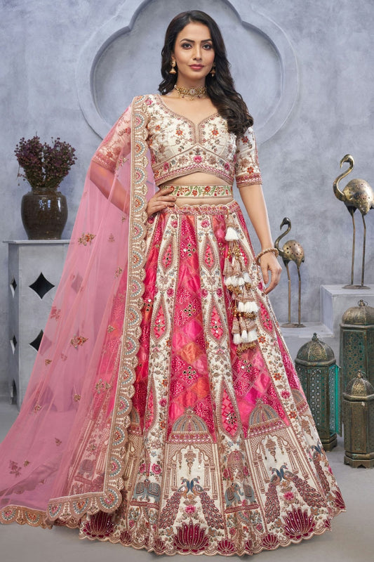 Pink Organza Embroidery Lehenga Choli NCLC11112005
