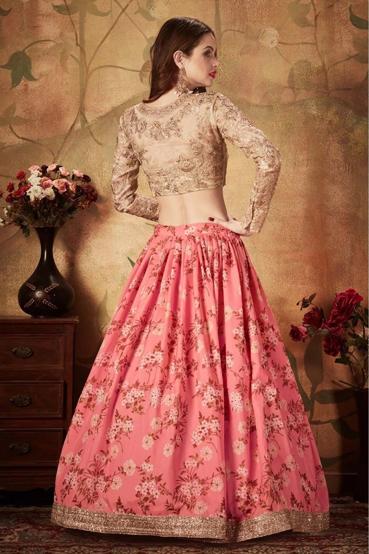 Pink Organza Lehenga Choli NCLC10110316