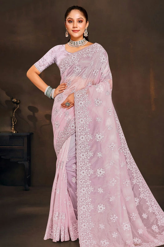 Pink Organza Saree NCSD10910282