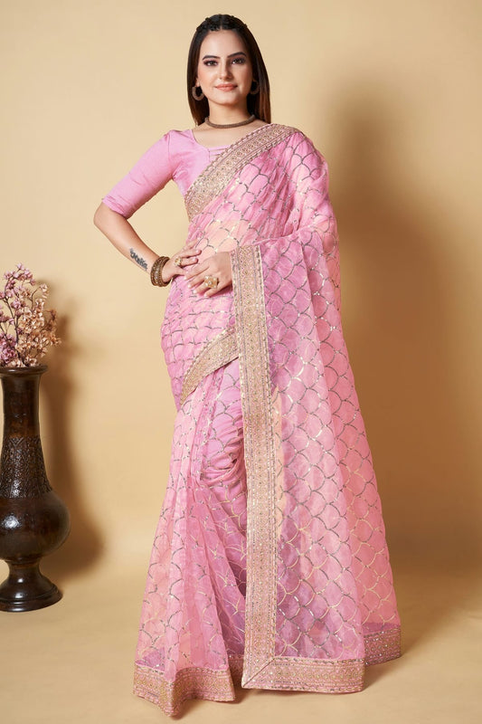 Pink Organza Saree NCSD11112469