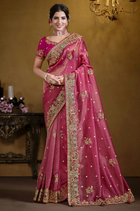 Pink Organza Silk Designer Saree NCSD11111187