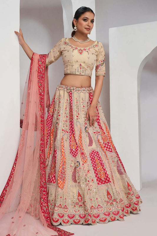 Pink Organza Silk Lehenga Choli NCLC10310099