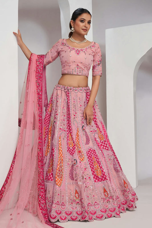 Pink Organza Silk Lehenga Choli NCLC10310100