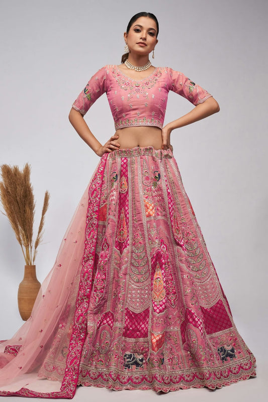 Pink Organza Silk Lehenga Choli NCLC10310106
