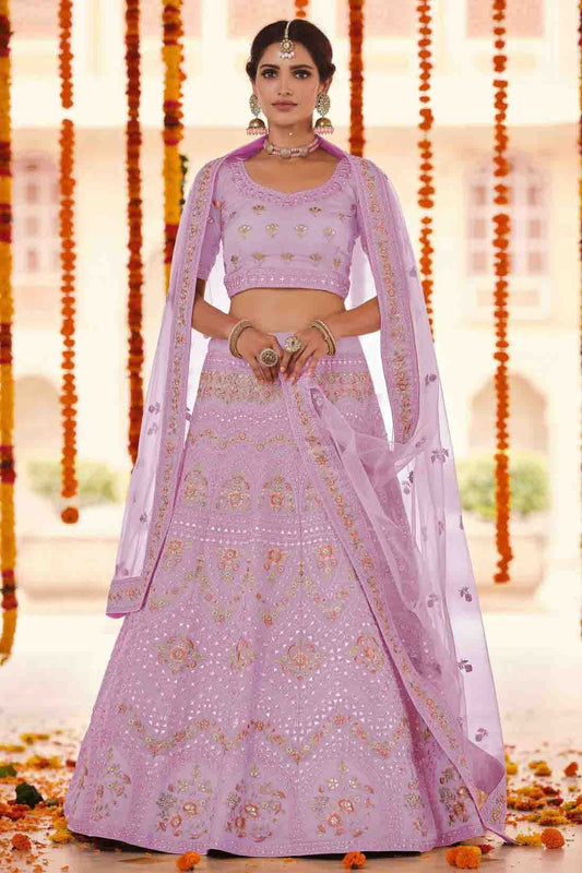 Pink Organza Thread Lehenga Choli NCLC10810428