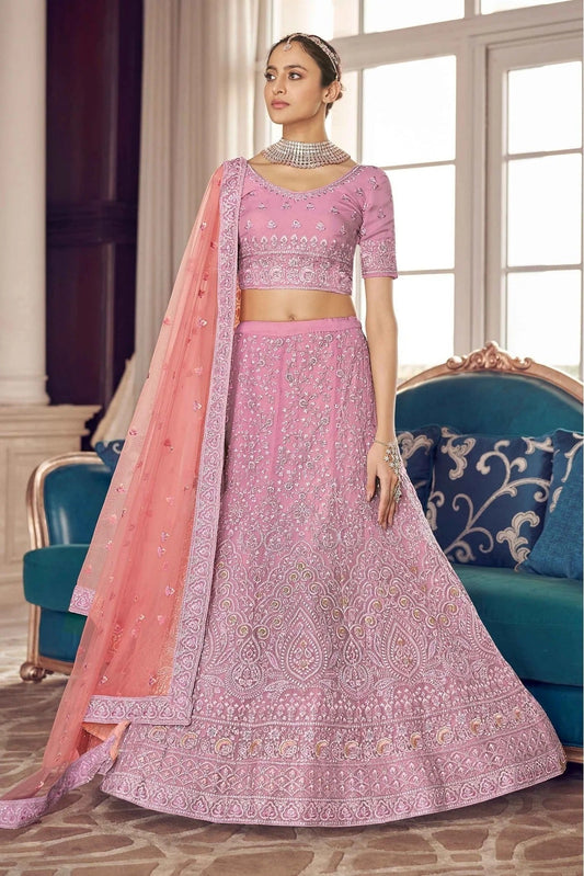 Pink Organza Thread Lehenga Choli NCLC10810438