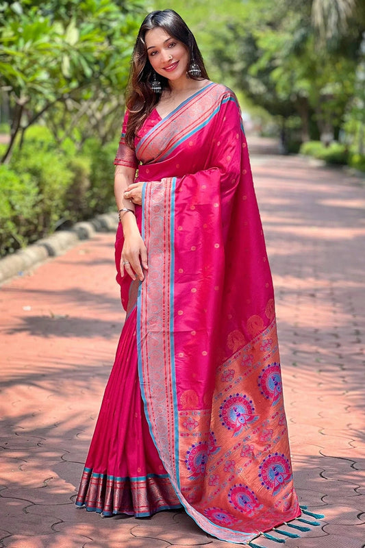 Pink Paithani Silk Woven Saree NCSD12910196