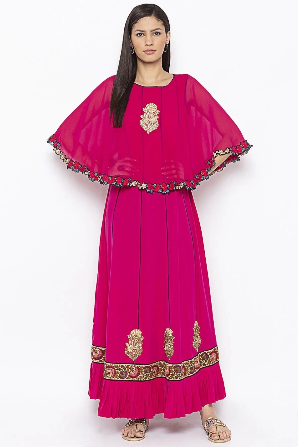 Pink Plus Size American Crepe Embroidery Kurta Set NCKR10710351-10