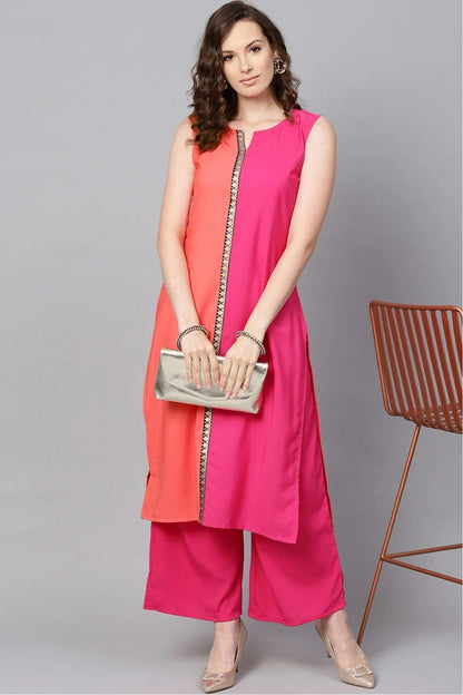 Pink Plus Size Crepe Kurti NCKR10610167