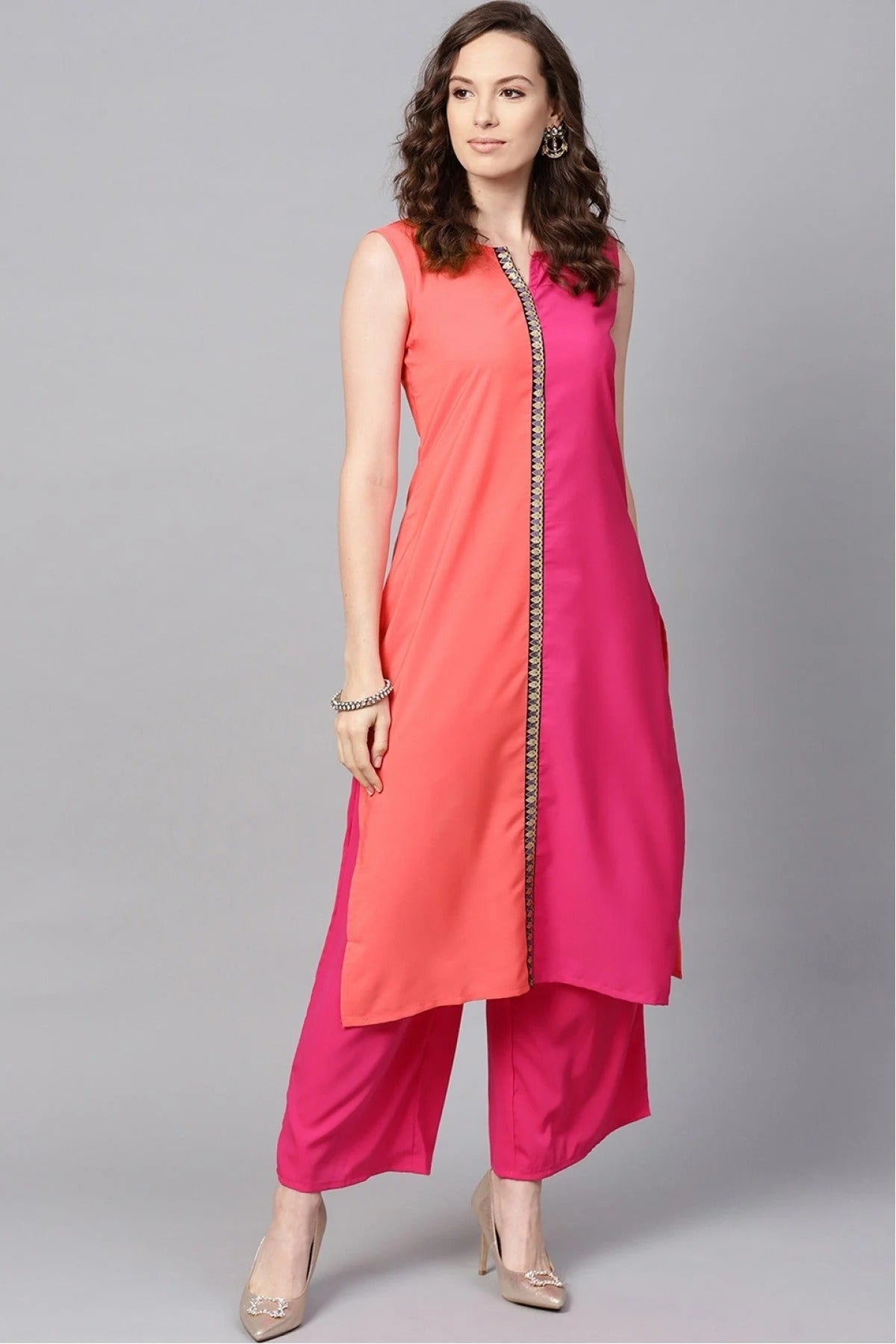 Pink Plus Size Crepe Kurti NCKR10610167