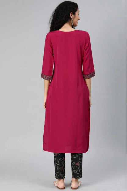 Pink Plus Size Crepe Kurti NCKR10610169