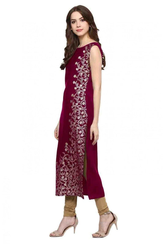 Pink Plus Size Crepe Straight Kurti NCKR10610172