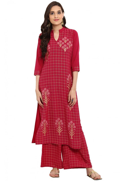 Pink Plus Size Crepe Straight Kurti NCKR10610181
