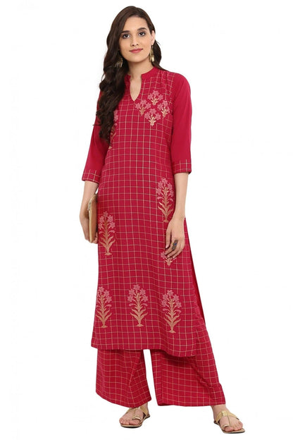 Pink Plus Size Crepe Straight Kurti NCKR10610181