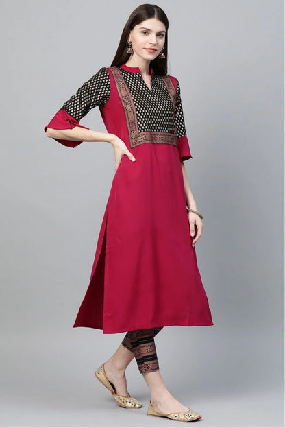 Pink Plus Size Crepe Straight Kurti NCKR10610187