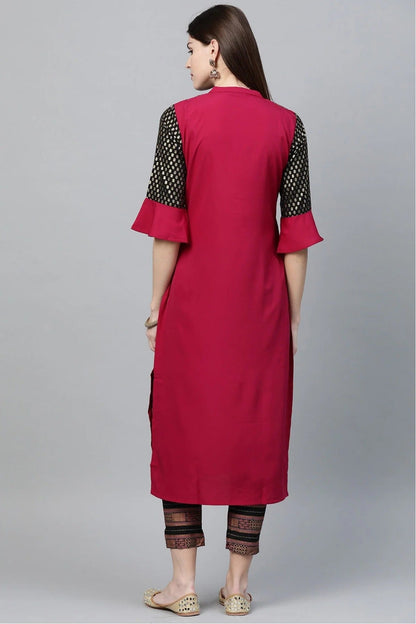 Pink Plus Size Crepe Straight Kurti NCKR10610187