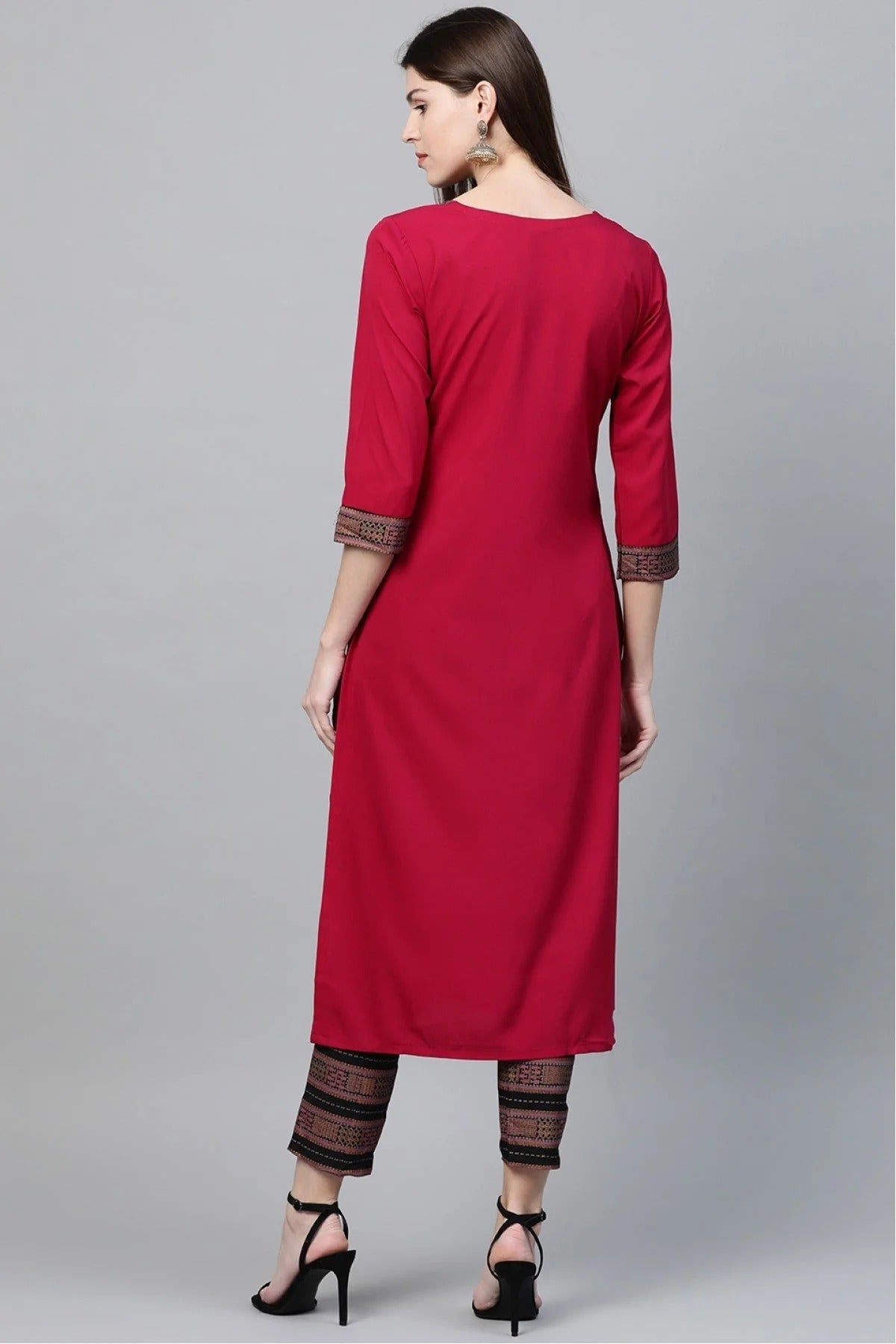 Pink Plus Size Crepe Straight Kurti NCKR10610188