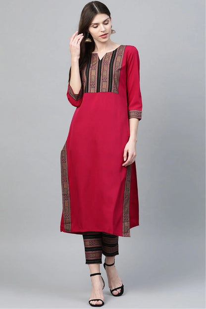 Pink Plus Size Crepe Straight Kurti NCKR10610188