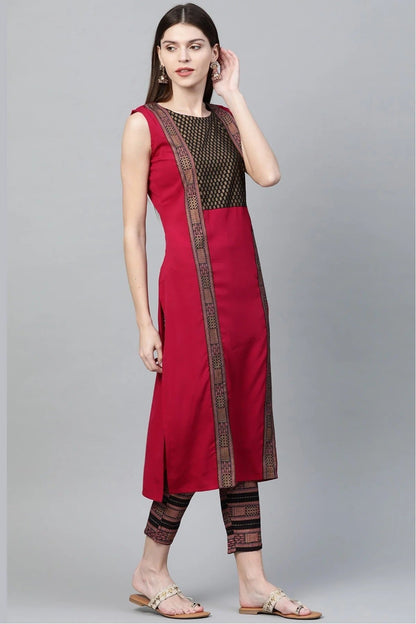 Pink Plus Size Crepe Straight Kurti NCKR10610189