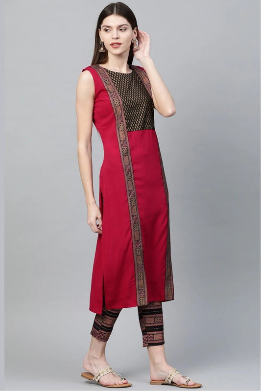 Pink Plus Size Crepe Straight Kurti NCKR10610189