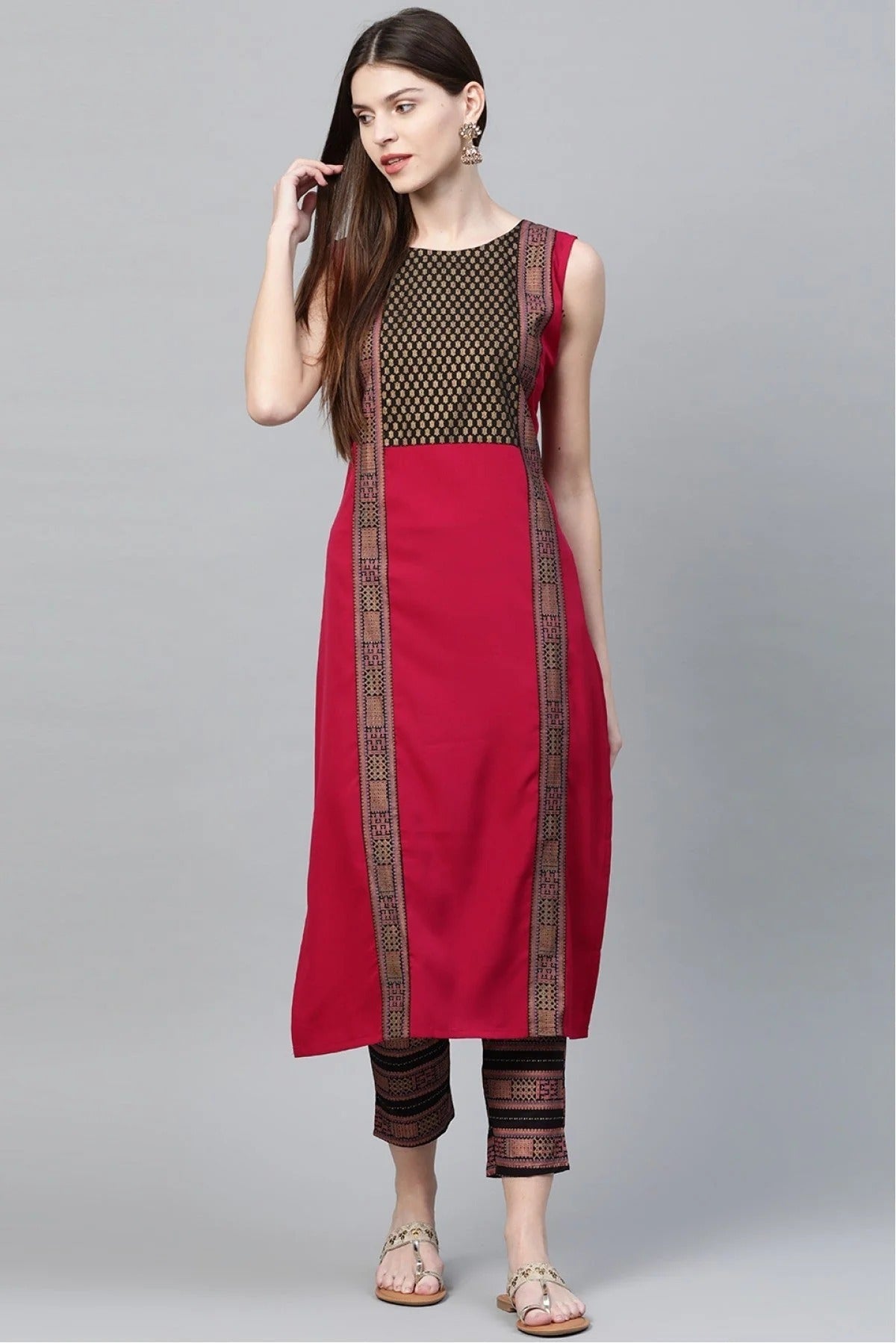 Pink Plus Size Crepe Straight Kurti NCKR10610189