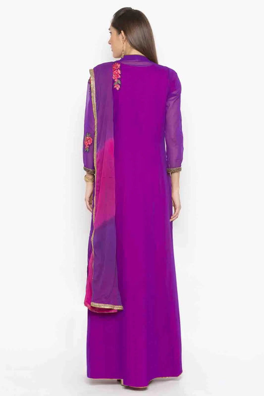 Pink Plus Size Georgette Embroidery Jacket Style Suit NCSS10710663