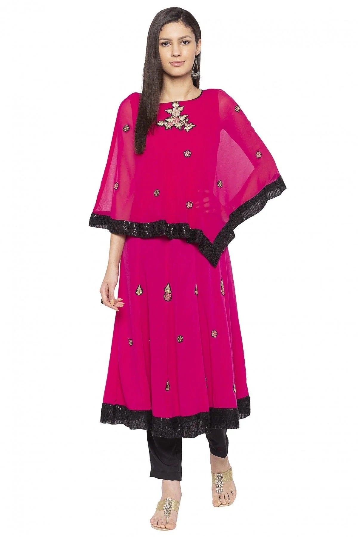 Pink Plus Size Georgette Embroidery Kurta Set NCKR10710280