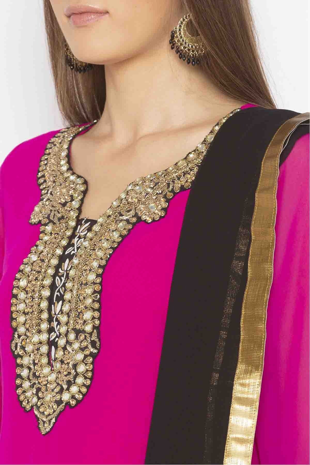 Pink Plus Size Georgette Embroidery Palazzo Pant Suit NCSS10710620