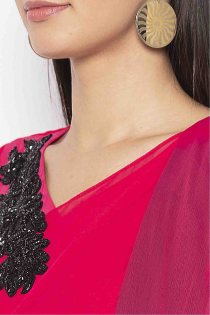 Pink Plus Size Georgette Embroidery Pant Style Suit NCSS10710618