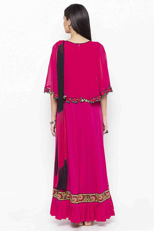 Pink Plus Size Stitched American Crepe Embroidery Palazzo Pant Suit NCSS10710602