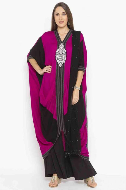 Pink Plus Size Stitched Cotton Embroidery Palazzo Pant Suit NCSS10710541