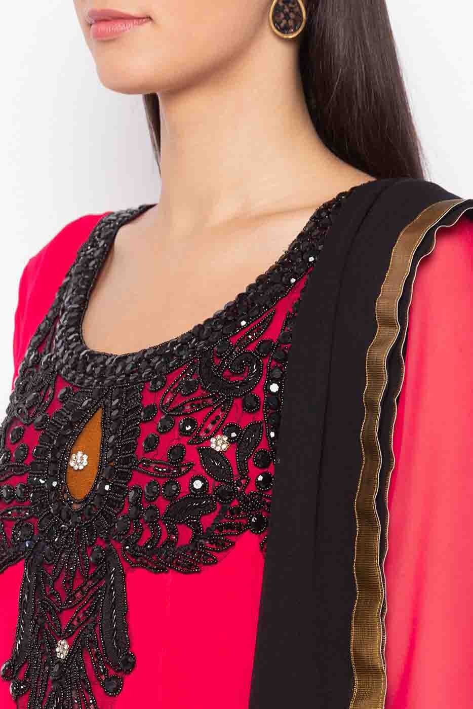 Pink Plus Size Stitched Georgette Embroidery Anarkali Suit NCSS10710516