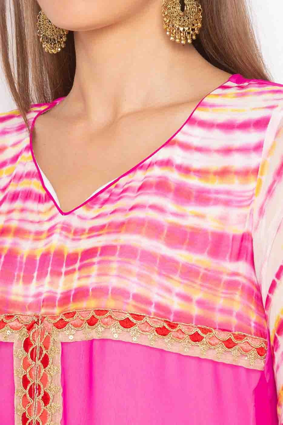 Pink Plus Size Stitched Georgette Embroidery Palazzo Pant Suit NCSS10710557