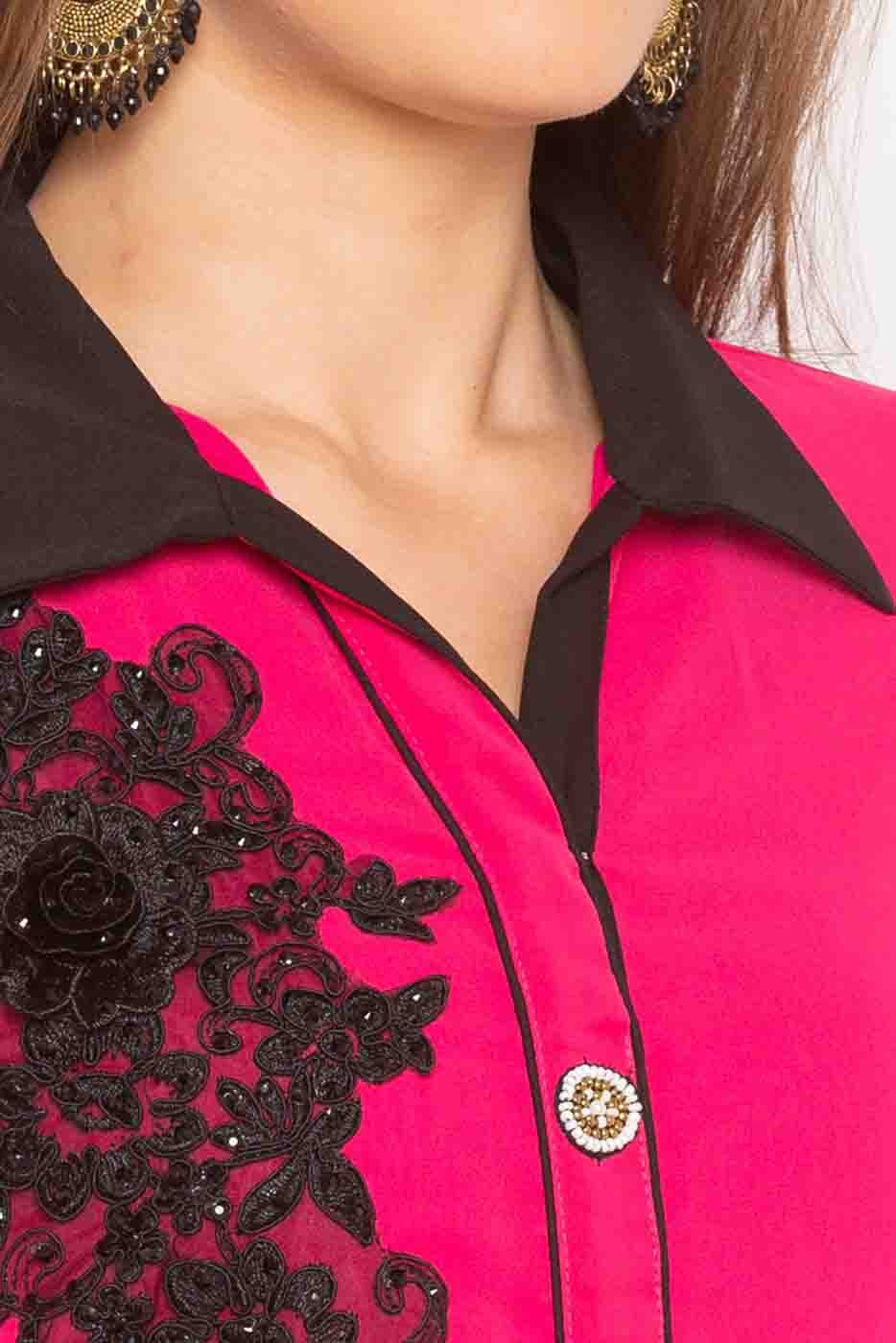 Pink Plus Size Stitched Georgette Embroidery Palazzo Pant Suit NCSS10710584