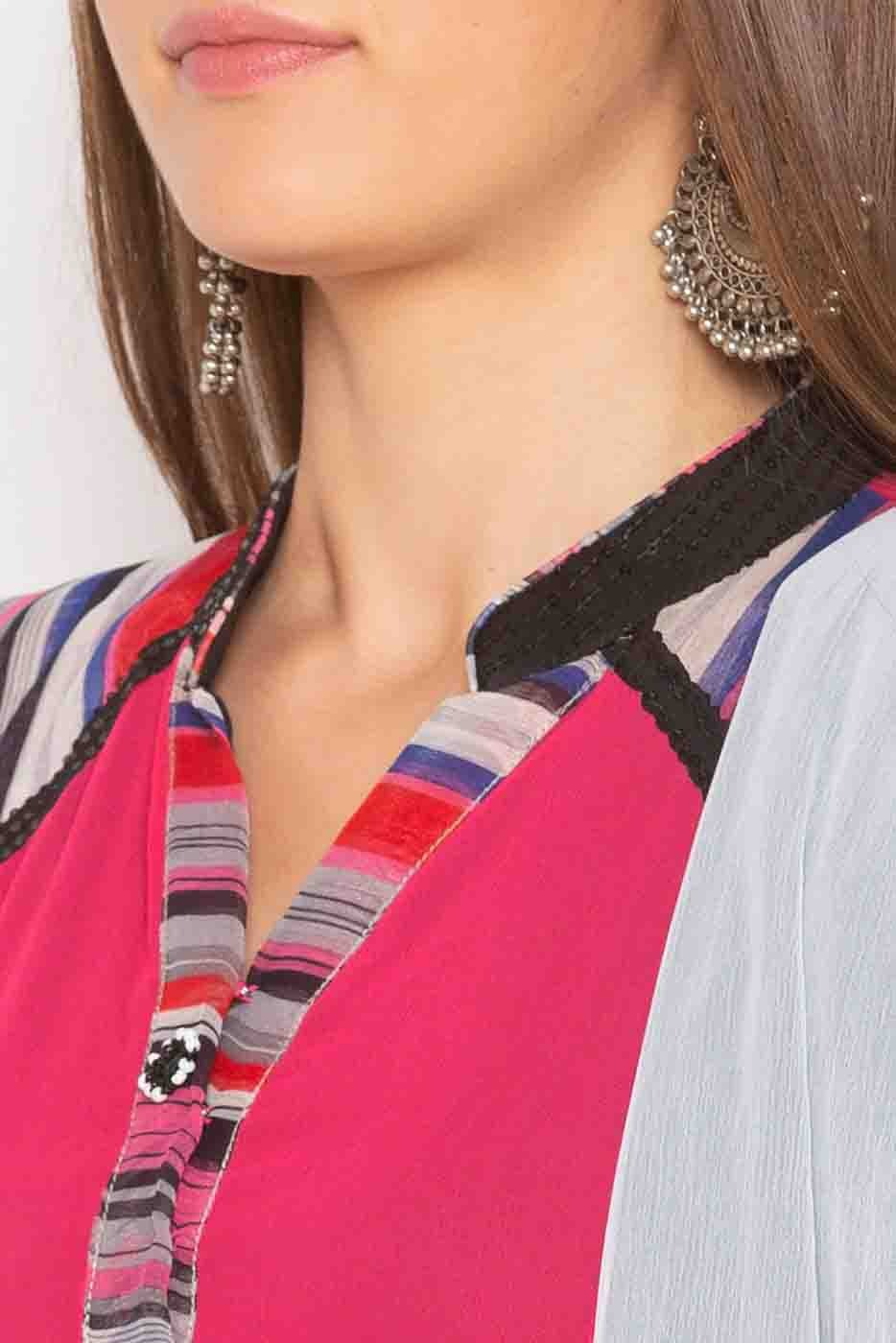 Pink Plus Size Stitched Georgette Embroidery Palazzo Pant Suit NCSS10710605