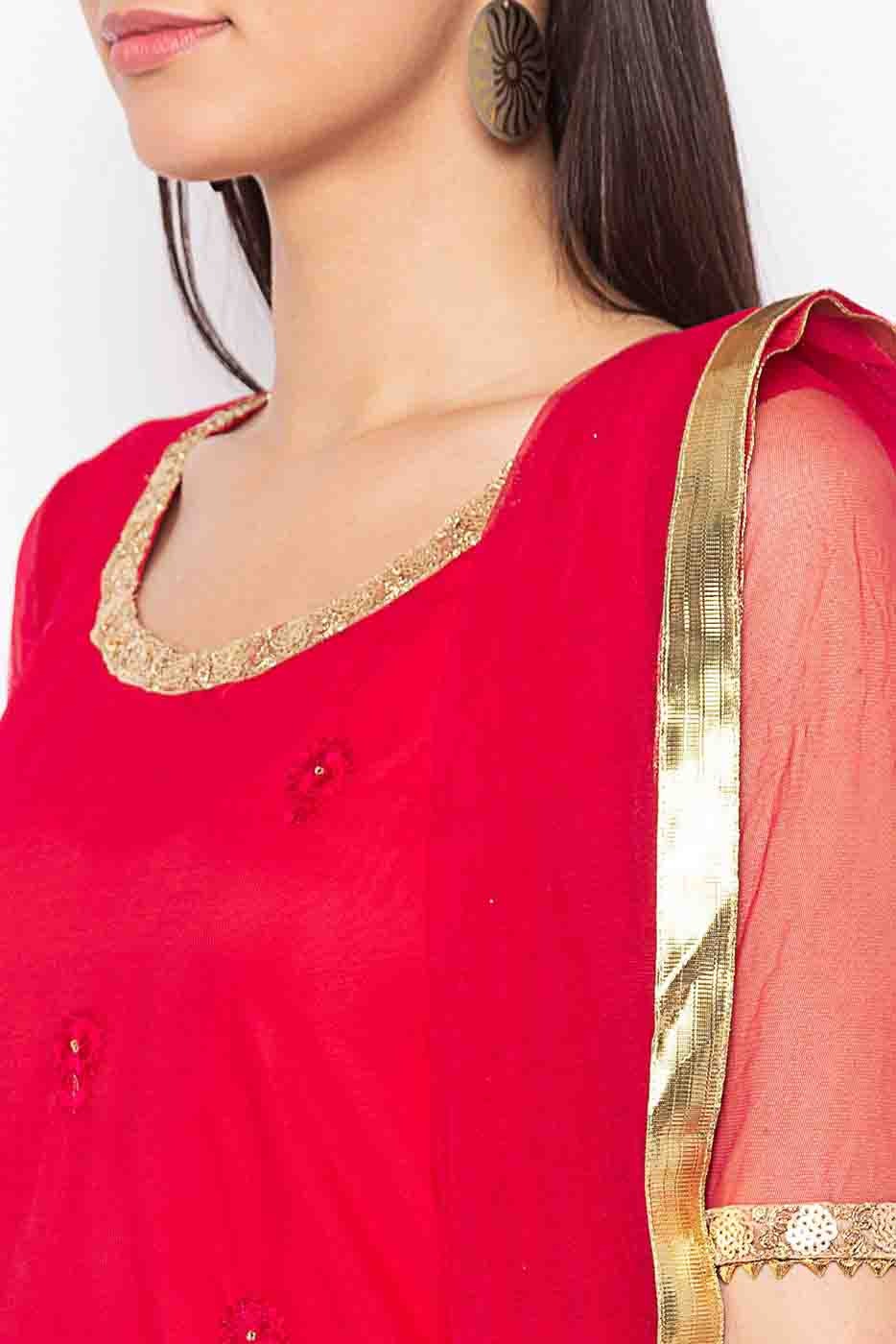 Pink Plus Size Stitched Net Embroidery Sharara Suit NCSS10710536