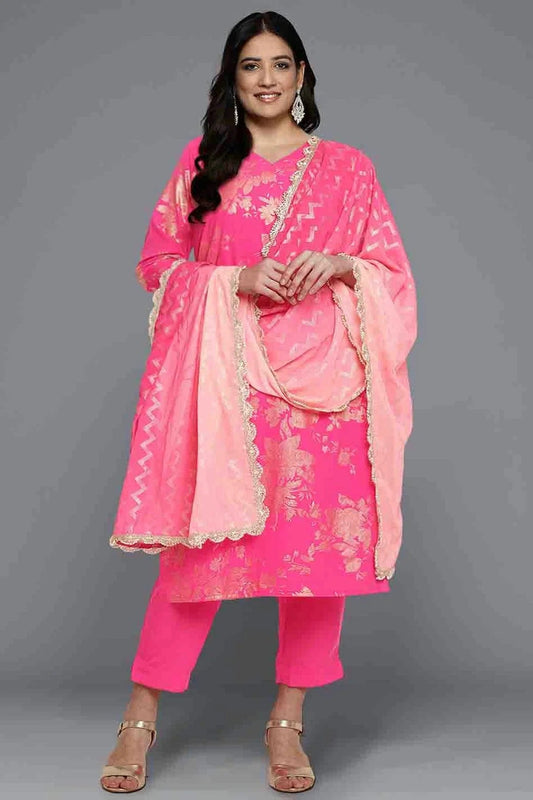 Pink Poly Crepe Stitched Pant Style Suit NCSS11110215