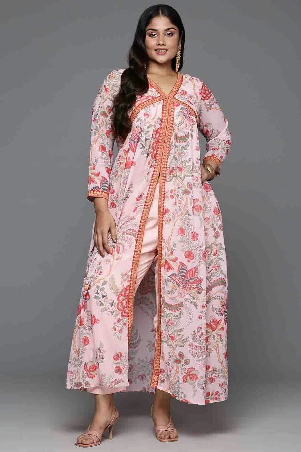 Pink Poly Georgette Stitched Top and Bottom  NCSS11110218