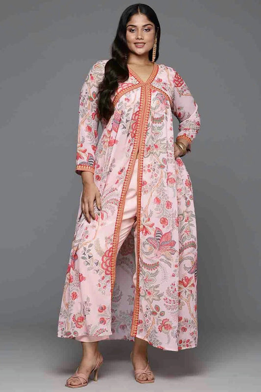 Pink Poly Georgette Stitched Top and Bottom  NCSS11110218