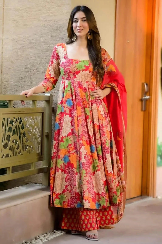 Pink Printed Muslin Stitched Suit NCSS11111302