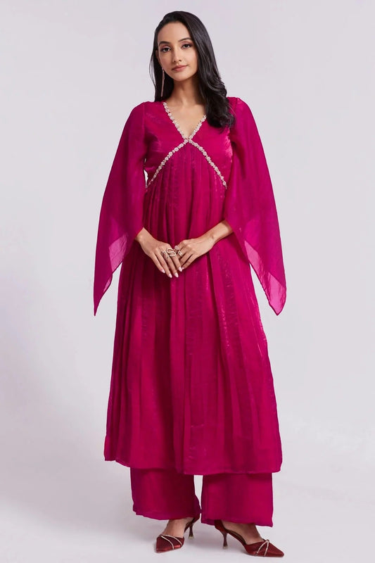 Pink Pure Organza Indo Western Dress  NCTP10810166
