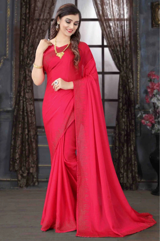 Pink Pure Satin Designer Saree NCSD11210748