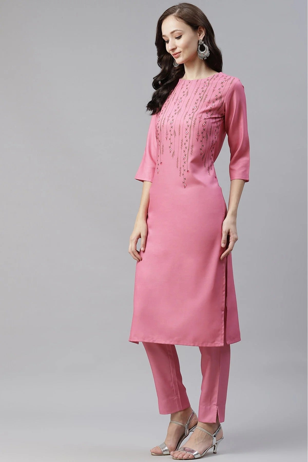 Pink Rayon Digital Print Kurti NCKR10610212