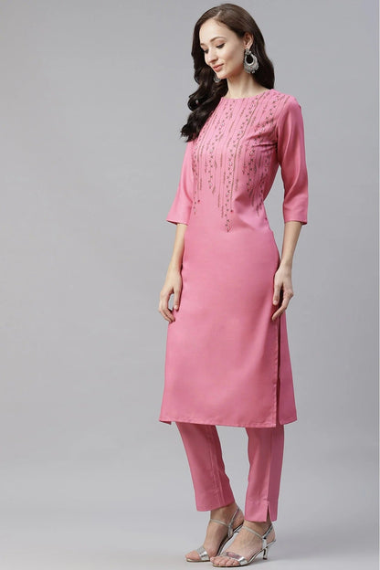 Pink Rayon Digital Print Kurti NCKR10610212
