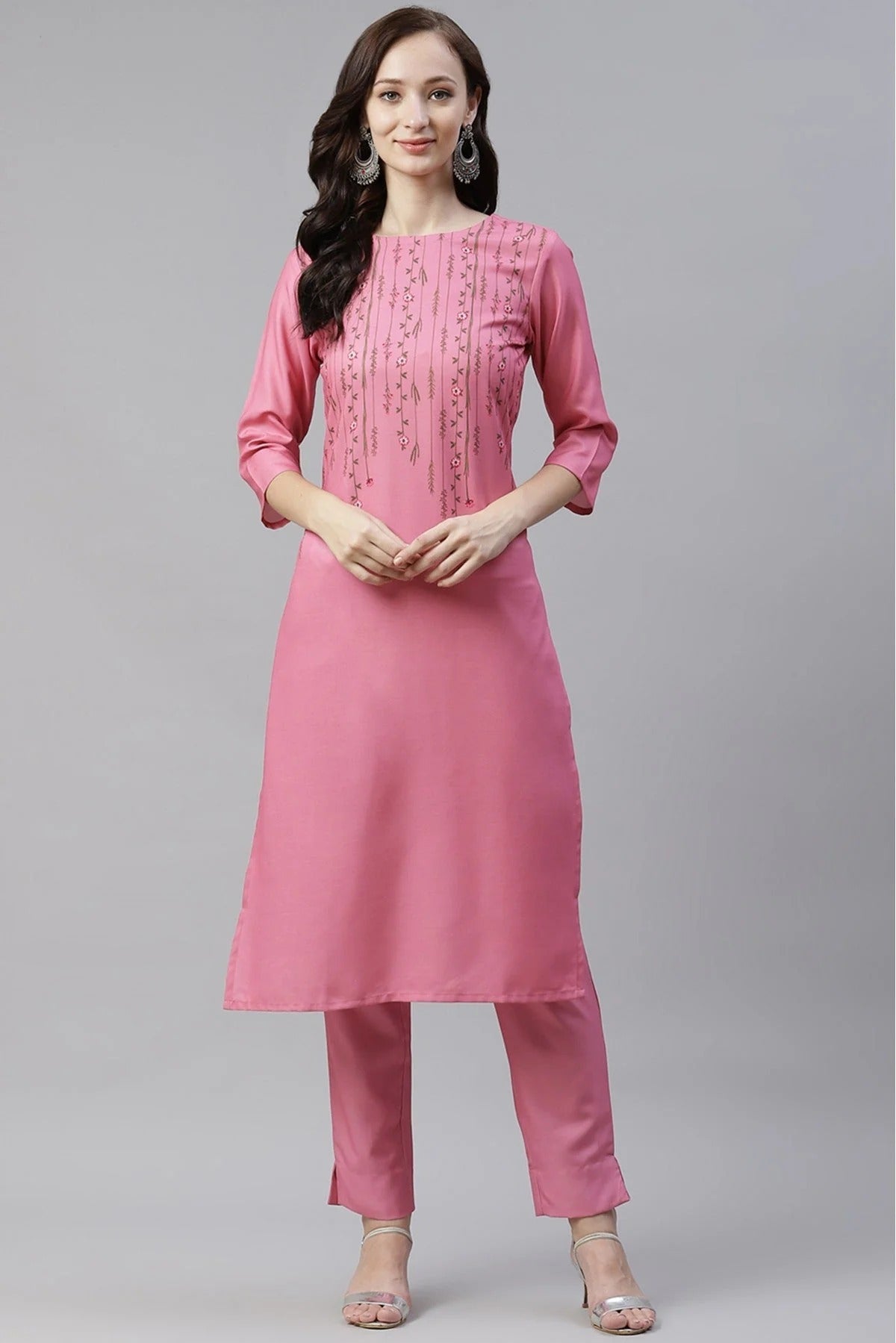 Pink Rayon Digital Print Kurti NCKR10610212